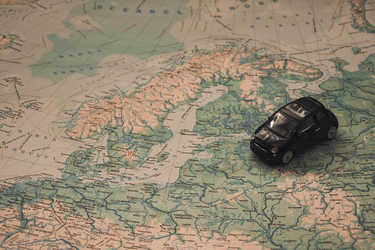 Navigation map displayed on a phone